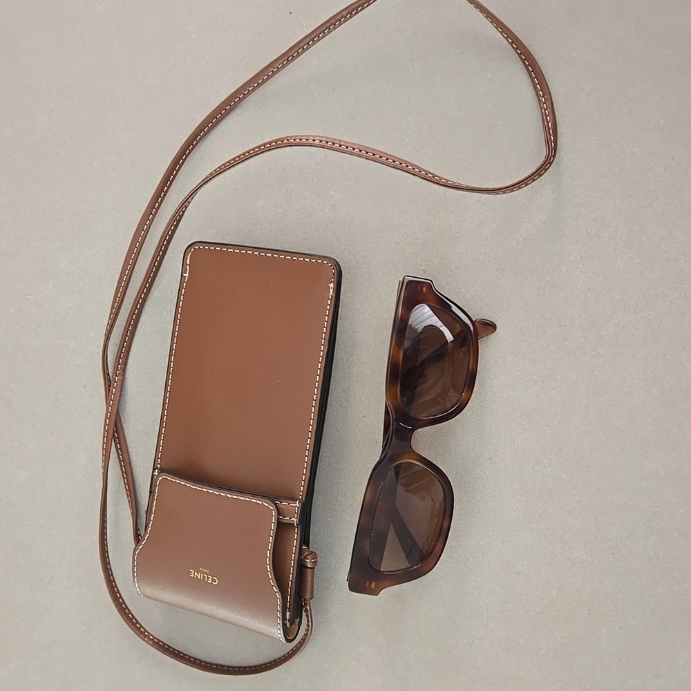 Celine Monochroms Geometric Sunglas With Brown Leather Sunglasses Bag - Picture 3 of 9